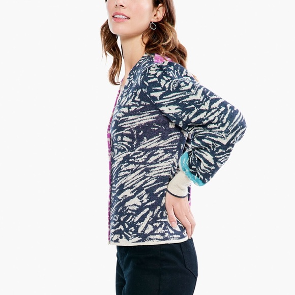 Nic + Zoe Animal Instincts Zebra Striped Sweater Button Front Cardigan Small - Picture 4 of 16